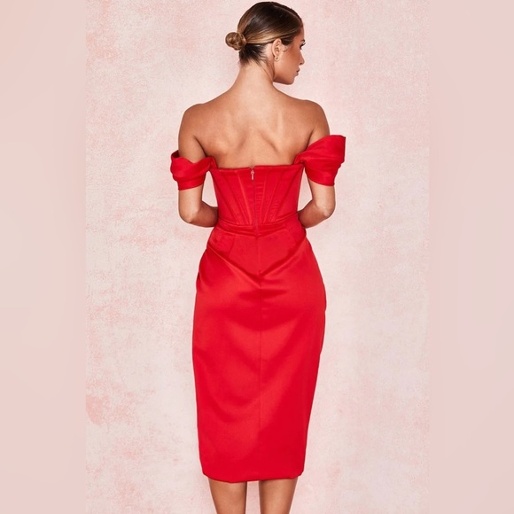 House of CB London Red Loretta Dress Size L+ 14-16 - Picture 2 of 14